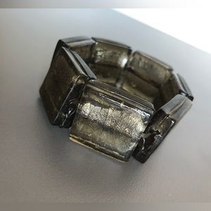 Silver foil glass bracelet